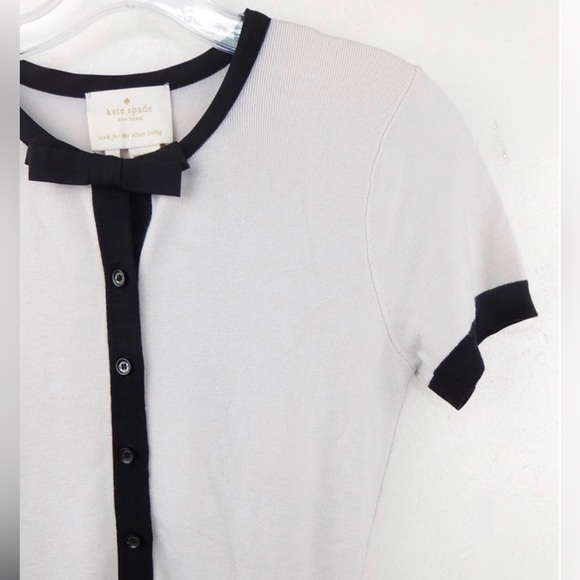Kate Spade New York Mini Black and Ivory White Sweater Dress & Black Bow Size S - Picture 4 of 8